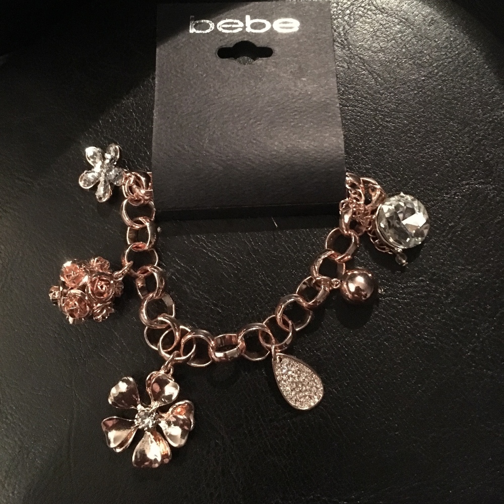 bebe rose gold charm bracelet